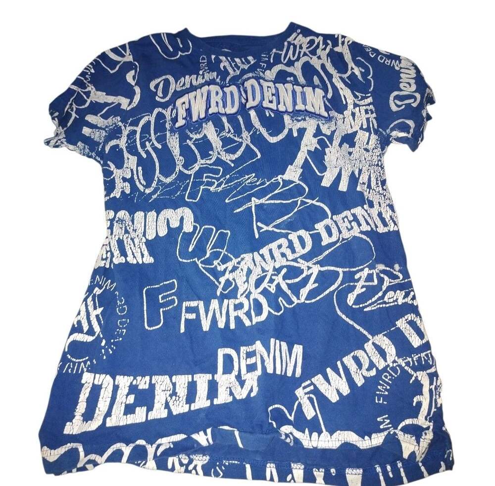 Evolution By Design T-Shirt Size XL 18-20 Blue All Over Print Graphic